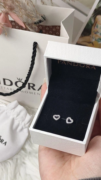Серебряные серьги Pandora "Сердце" + подарочная упаковка - Фото 6 Серебряные серьги Pandora "Сердце" + подарочная упаковка - изображение 6