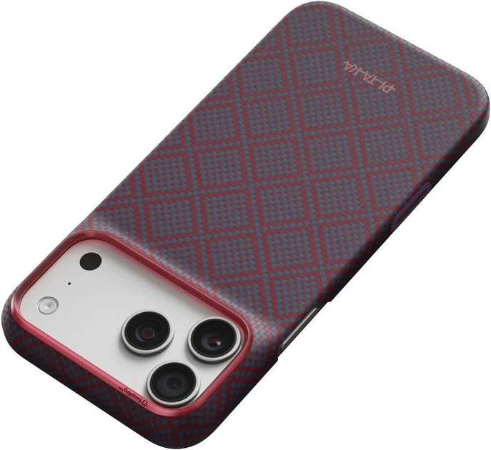 Чохол для смартфона Apple iPhone 18 Pro Max/17 Pro Max Pitaka Edge Case Argyle MagSafe Blue-Red (KI1818PM) - зображення 5