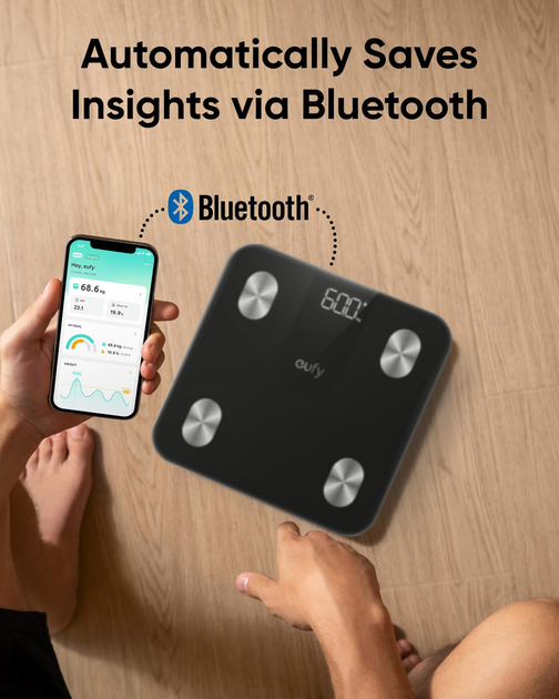 Умные весы eufy Smart Scale A1 Bluetooth, 12 показателей тела, жир, мышцы, кости, кг/фунты, черные - изображение 6