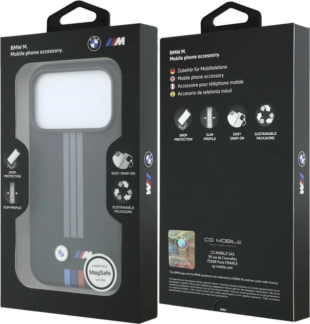 Etui na smartfon BMW M Quadrille Kevlar Anthracite & Tricolor Print Lines MagSafe do Apple iPhone 18 Pro Max / Apple iPhone 17 Pro Max Czarne (3666339669645) - obraz 7