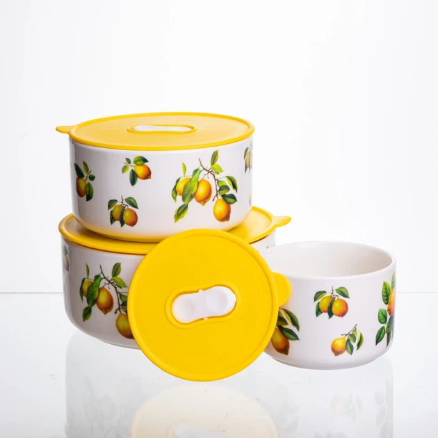 Контейнеры для еды фарфоровые Lemon 9,5/13/15 см Yiwu TS-3P-1 5276827 - Фото 4 Контейнеры для еды фарфоровые Lemon 9,5/13/15 см Yiwu TS-3P-1 5276827 - изображение 4