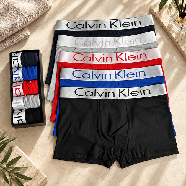 Мужские боксеры CALVIN KLEIN 5 шт L, цветной комплект трусов из мягкого хлопка с брендированной резинкой - Фото 3 Мужские боксеры CALVIN KLEIN 5 шт L, цветной комплект трусов из мягкого хлопка с брендированной резинкой - изображение 3