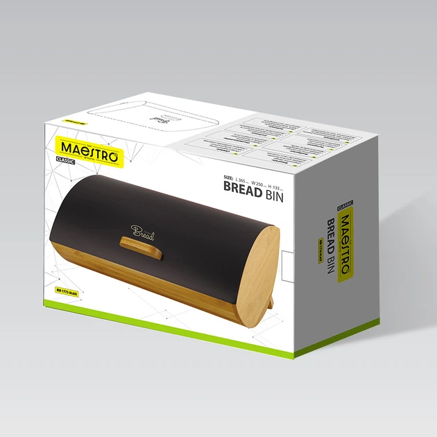 Хлебница MR-1775 BLACK (36,5х25х13,3cм) Мaestro - изображение 4