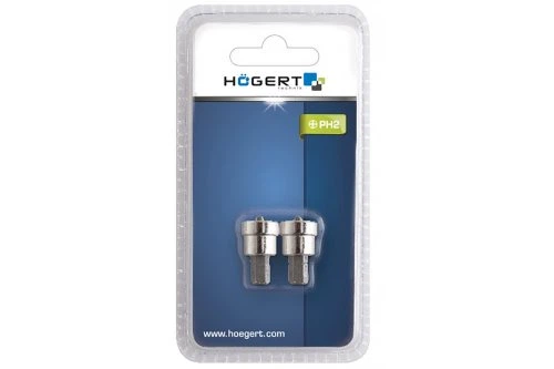 Біта для гіпсокартону, PH2, 25, HT1S432 уп 2 шт Hoegert - Фото 2 Біта для гіпсокартону, PH2, 25, HT1S432 уп 2 шт Hoegert - изображение 2