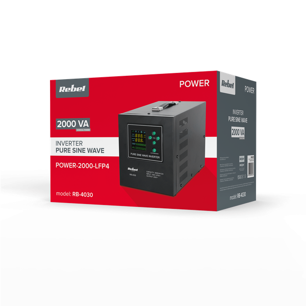 ДБЖ Rebel RB-4030 1200W 12V/230V з чистою синусоїдою - Фото 5 ДБЖ Rebel RB-4030 1200W 12V/230V з чистою синусоїдою - изображение 5