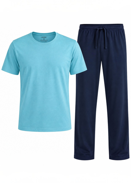 Мужской комплект для дома и сна Livergy men’s pajama L (EUR 52-54) Хлопковая пижама Футболка + Штаны Бирюзовый (10238) - Фото 4 Мужской комплект для дома и сна Livergy men’s pajama L (EUR 52-54) Хлопковая пижама Футболка + Штаны Бирюзовый (10238) - изображение 4