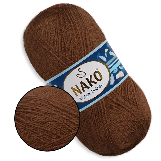 Пряжа Nako Mohair Delicate, Коричневый №13866 - 100 г / 500 м, 85% акрил, 10% шерсть, 5% мохер, тонкая, для шалей, свитеров - Фото 1 Пряжа Nako Mohair Delicate, Коричневый №13866 - 100 г / 500 м, 85% акрил, 10% шерсть, 5% мохер, тонкая, для шалей, свитеров - изображение 1