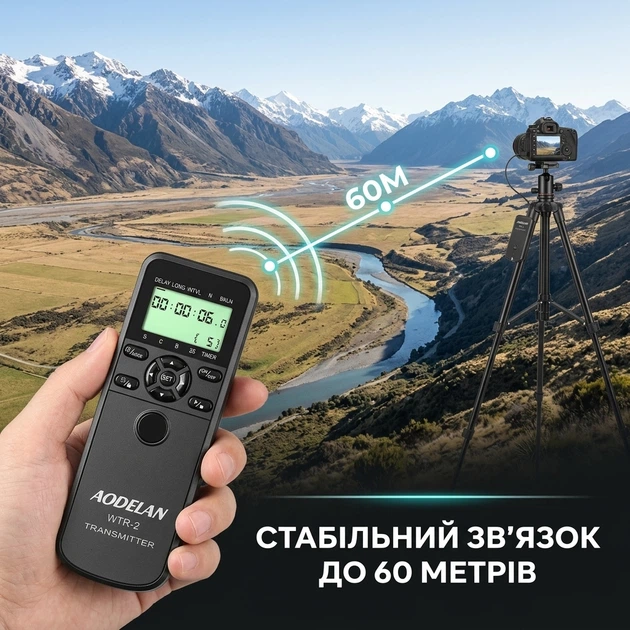 Бездротовий програмований пульт інтервалометр Aodelan WTR2 для фотокамер Sony a7 a9 a1 RX100 a6500 a6100 радіопульт ДК таймер затвора для таймлапсу та астрозйомки Чорний - зображення 3