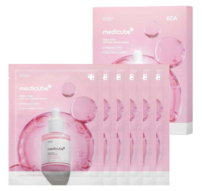 Набір рожевий Medicube Booster Pro X2 Pink + PDRN Pink Peptide Serum Mask 6 шт - изображение 2