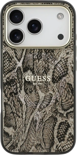 Etui plecki Guess Python Pattern MagSafe do Apple iPhone 17 Pro Max / 18 Pro Max Brown (GUHMP18XHIMPYGW) - obraz 3
