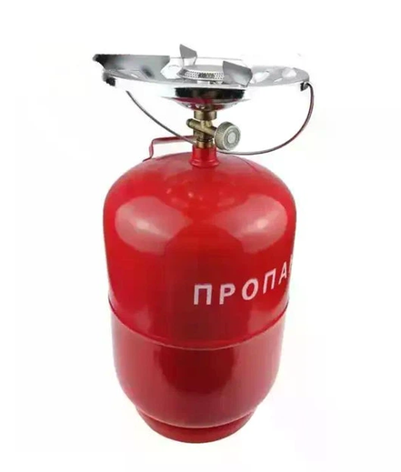 Туристичний газовий балон 12 л з пальником газова плита 3200 Вт витрата газу 145 г/год балон з конфоркою плавним регулюванням полум’я краном перехідником ручкою для кемпінгу дачі червоний - зображення 2