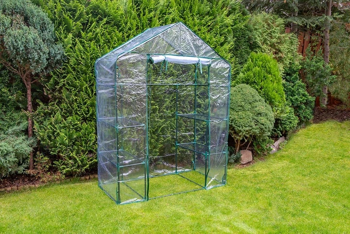 Складной парник Neo Tools 195x143x73 см с 4 полками, ПВХ пленка, зеленый цвет - изображение 3