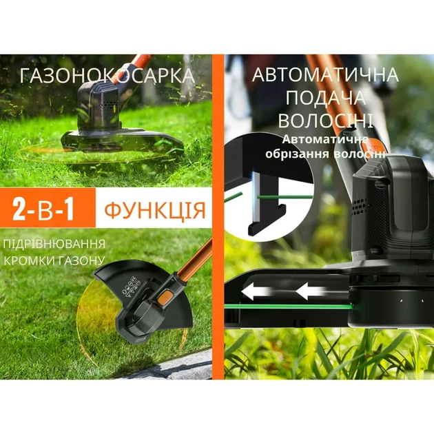 Акумуляторна газонокосарка тример Litheli 20 В 1,4 кг зелена - зображення 9