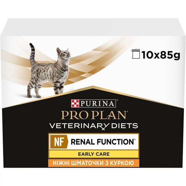 Консервированный корм Purina Pro Plan Veterinary Diets Veterinary Diets NF Renal Function Early Care Диетический влажный корм с курицей для лечении почечной недостаточности на ранних стадиях у взрослых и пожилых кошек 85 г (7613287873934) x10 шт. - Фото 2 Консервированный корм Purina Pro Plan Veterinary Diets Veterinary Diets NF Renal Function Early Care Диетический влажный корм с курицей для лечении почечной недостаточности на ранних стадиях у взрослых и пожилых кошек 85 г (7613287873934) x10 шт. - изображение 2