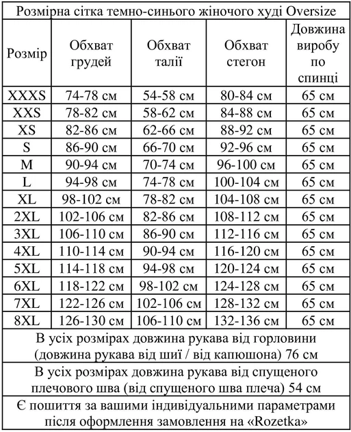 Худі оверсайз жіноче однотонне вільного крою з глибоким подвійним капюшоном з кишенею кенгуру з манжетами 4XL Темно-синє - зображення 15