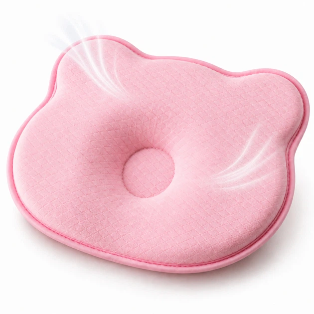 Подушка ортопедическая Papaella BabyComfort 27x22x3 см с эффектом памяти в форме мишки Розовая (4820227288724) - изображение 2