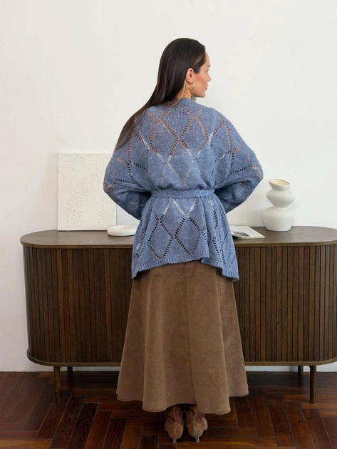 В'язаний жіночий кардиган Мрія ART KNIT синій джинс, oversize 046614 - Фото 7 В'язаний жіночий кардиган Мрія ART KNIT синій джинс, oversize 046614 - зображення 7