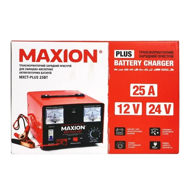 Трансформаторное зарядное устройство Maxion MXCT PLUS-25ВТ 12V/24V 25A (MXCT PLUS-25BT) - изображение 5