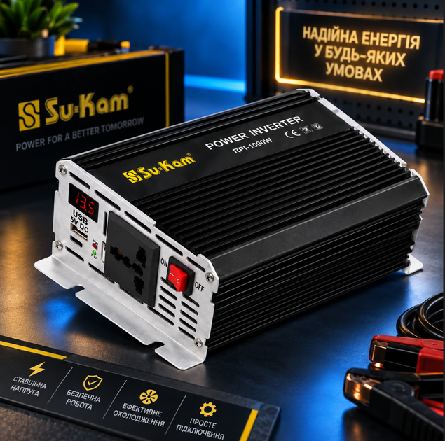 Інвертор з акумуляторною батареєю 1000т AC/DC RPI з цифровим вольтметром - Фото 1 Інвертор з акумуляторною батареєю 1000т AC/DC RPI з цифровим вольтметром - зображення 1