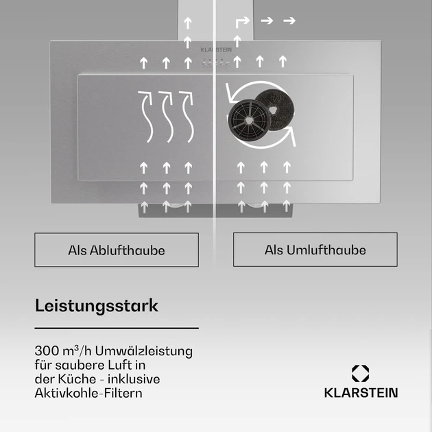 Витяжка Klarstein Athena 90 300 м³/година Білий Б/В - Фото 4 Витяжка Klarstein Athena 90 300 м³/година Білий Б/В - зображення 4