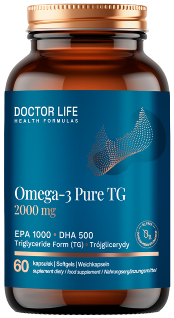 Omega‑3 Doctor Life Omega-3 Pure TG 2000 mg 60 kapsułek (5908062065218) - Zdjęcie 1 Omega‑3 Doctor Life Omega-3 Pure TG 2000 mg 60 kapsułek (5908062065218) - obraz 1