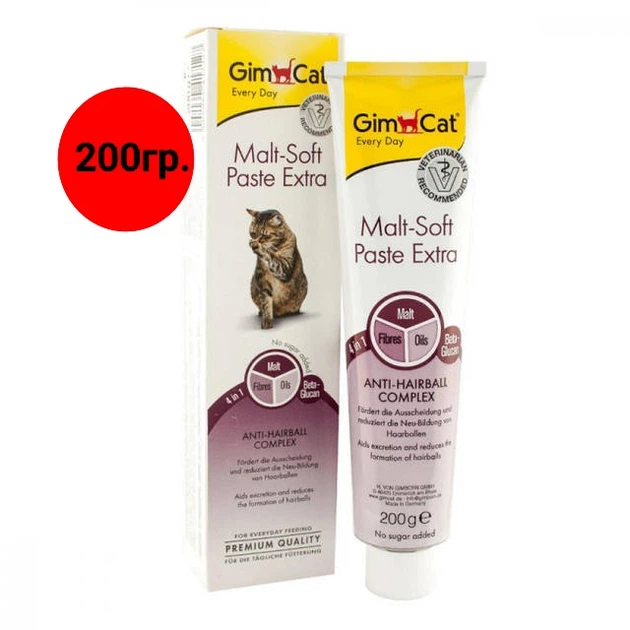 200gr Malt-soft Gimcat Extra Паста для виведення шерсті та поліпшення моторики шлунка 200 г - Фото 1 200gr Malt-soft Gimcat Extra Паста для виведення шерсті та поліпшення моторики шлунка 200 г - изображение 1