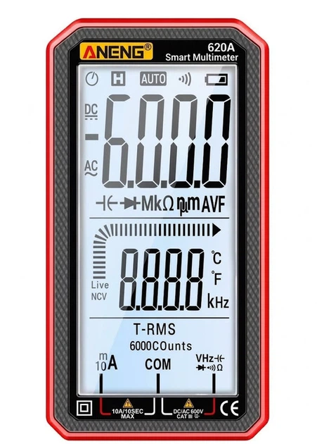 Мультиметр 620A ANENG багатофункціональний True RMS, NCV 6000 відліків автоматичний - Фото 1 Мультиметр 620A ANENG багатофункціональний True RMS, NCV 6000 відліків автоматичний - зображення 1