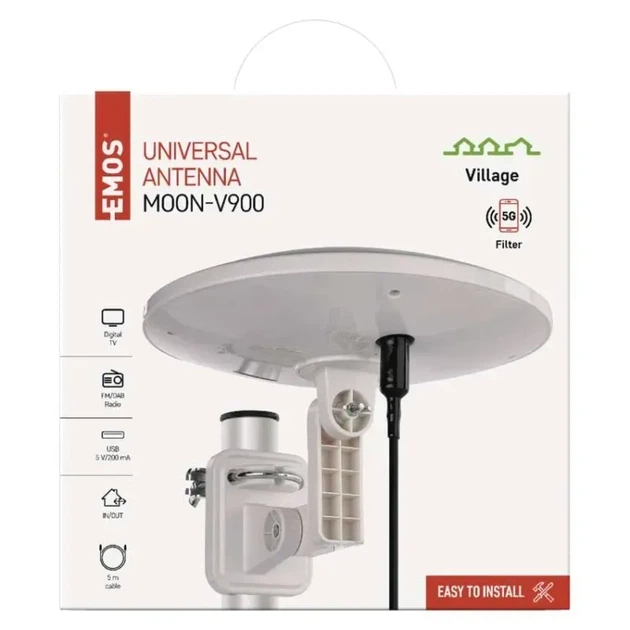 Антенна наружная EMOS J0803 универсальная, V900, DVB-T2, FM, DAB, 0-80 км, 360°, фильтр LTE/4G/5G - изображение 10