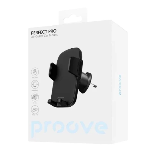 Автотримач для телефону Perfect Pro, Black, в решітку повітроводу, обертання на 360° Proove (teh0034103) - Фото 3 Автотримач для телефону Perfect Pro, Black, в решітку повітроводу, обертання на 360° Proove (teh0034103) - зображення 3