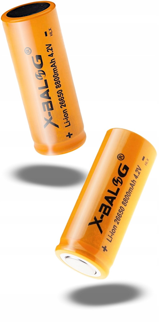 Аккумулятор Li-Ion X-Balog 26650 8800mAh, 4.2V многоразовая батарейка Оранжевый - Фото 2 Аккумулятор Li-Ion X-Balog 26650 8800mAh, 4.2V многоразовая батарейка Оранжевый - изображение 2