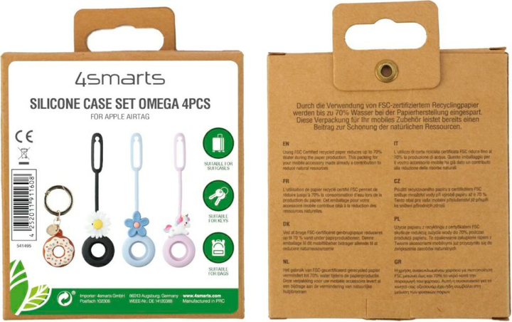 Чохол 4smarts Set Omega для Apple AirTag Brown/Black/Blue/Pink 4 шт (4252011911608) - зображення 2