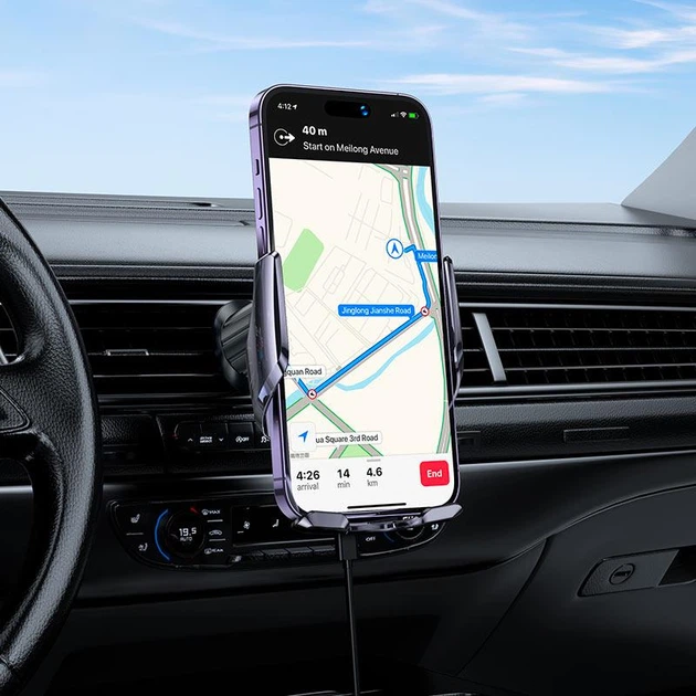 Автодержатель для телефона с БЗУ HOCO CA202 Plus Enlightener infrared induction wireless charging car holder(air outlet) Black metal - Фото 9 Автодержатель для телефона с БЗУ HOCO CA202 Plus Enlightener infrared induction wireless charging car holder(air outlet) Black metal - изображение 9