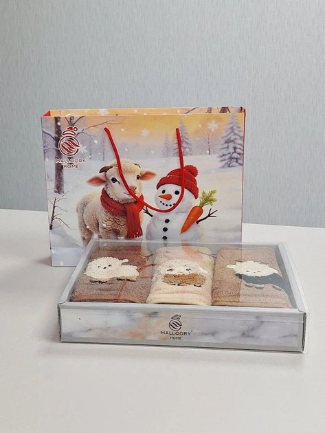 Подарочный набор салфеток с петелькой из микрофибры 3 шт Malloory Home Овечки - изображение 4