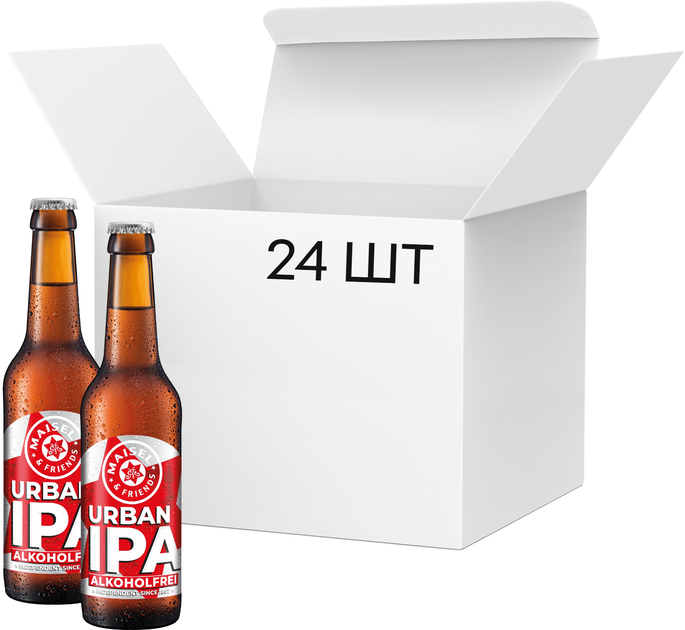 Упаковка пива Maisel & Friends Urban IPA Alkoholfrei світле безалкогольне нефільтроване 0.5% 0.33 л х 24 шт (4017300005617) - Фото 1 Упаковка пива Maisel & Friends Urban IPA Alkoholfrei світле безалкогольне нефільтроване 0.5% 0.33 л х 24 шт (4017300005617) - зображення 1