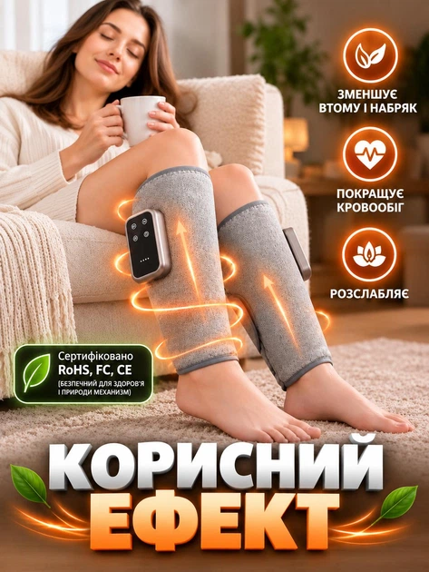 Воздушно-компрессионный массажер для икр ног (лимфодренажный, прессотерапия) 2в1 - изображение 2