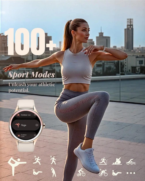 Умные часы TOOBUR, 40 мм HD, розовые - изображение 4