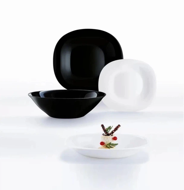Сервиз столовый Luminarc Carine Black&White Черно-белый из стеклокерамики 19 предметов на 6 персон (163-135-N1491) - изображение 2