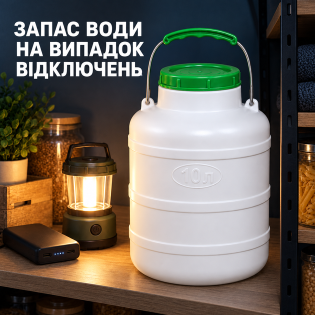 Емкость для запаса воды 10 л пищевая с крышкой и ручкой, горловина 104 мм - изображение 9