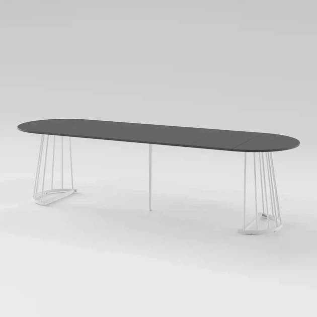 Стіл RomaxMebli Grace 90/142/194/246/296/350x90x75 см Антрацит, білі ніжки - изображение 2