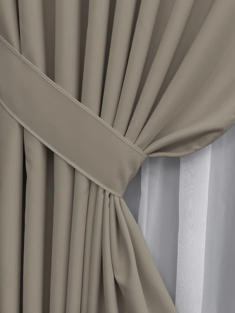 Комплект готових штор VR-Textil Блекаут Midnight № 2086ш Тауп 200х290 см 2 шт (32-497) - Фото 5 Комплект готових штор VR-Textil Блекаут Midnight № 2086ш Тауп 200х290 см 2 шт (32-497) - зображення 5
