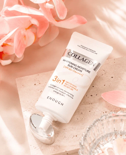 Солнцезащитный крем для лица с морским коллагеном Enough Collagen Whitening Moisture - изображение 2