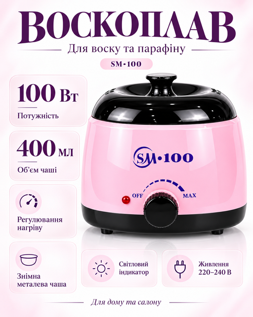 Стартовый набор для депиляции воском 7в1 с воскоплавом Pro-Wax 100Вт, 400мл, пленочный воск 300г, шпатели, средства konsung - изображение 2