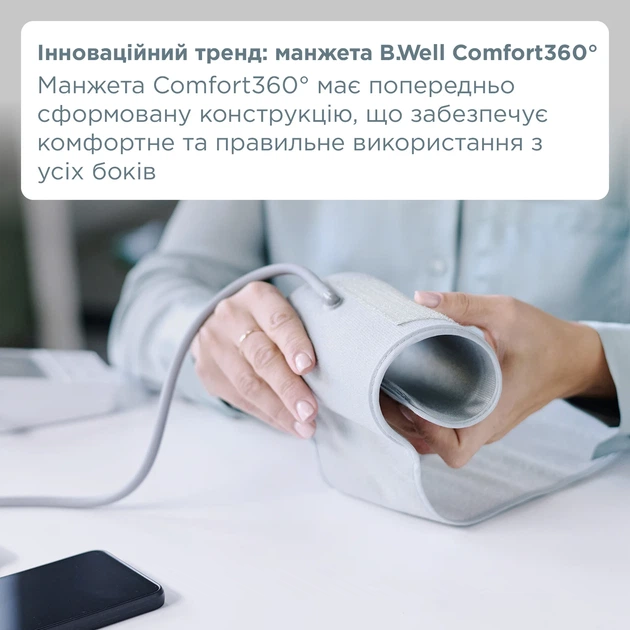 Тонометр автоматический B.Well MED-58 с манжетой Comfort360 - Фото 3 Тонометр автоматический B.Well MED-58 с манжетой Comfort360 - изображение 3