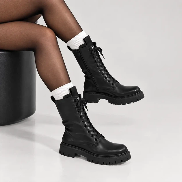 Черевики жіночі утеплені Urban Trek Black з екошкіри на масивній підошві Чорні - Фото 2 Черевики жіночі утеплені Urban Trek Black з екошкіри на масивній підошві Чорні - зображення 2