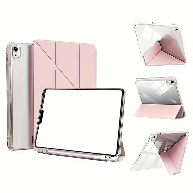 Чохол iPad 10/11 A16 2022-2025 Acrylic Clear Frame Transformer Pen Slot L light pink - зображення 3