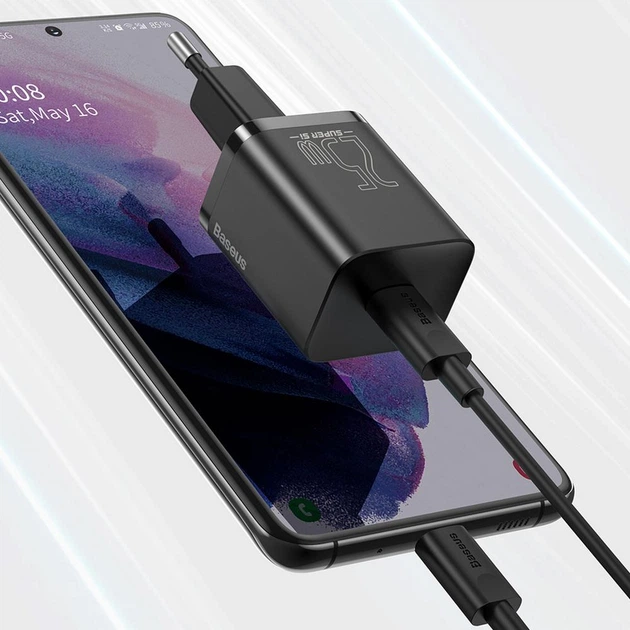 Мережевий зарядний пристрій Baseus Super Si Quick Charger 1C 25W EU Black (CCSP020101) - Фото 10 Мережевий зарядний пристрій Baseus Super Si Quick Charger 1C 25W EU Black (CCSP020101) - зображення 10