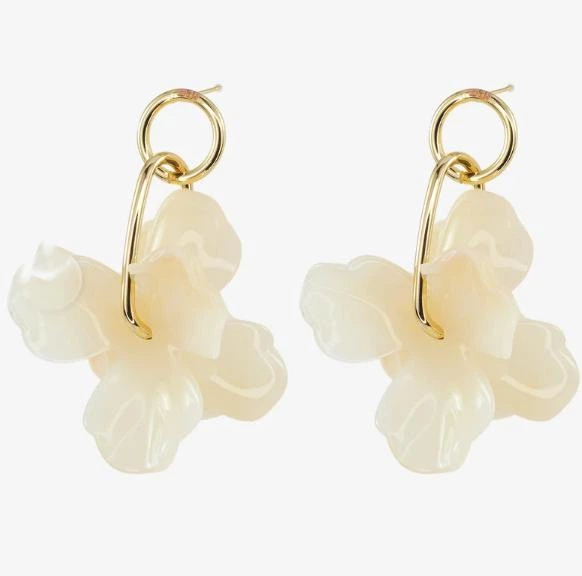 Жіночі сережки підвіски Квіти Fashion jewelry Молочні - Фото 6 Жіночі сережки підвіски Квіти Fashion jewelry Молочні - зображення 6