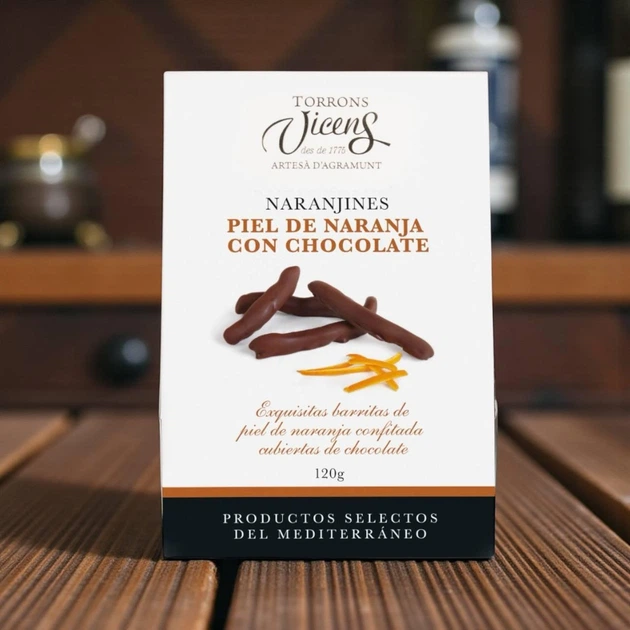 Апельсиновые цукаты Vicens Naranjines Piel de Naranja con Chocolate 120 г - Фото 1 Апельсиновые цукаты Vicens Naranjines Piel de Naranja con Chocolate 120 г - изображение 1