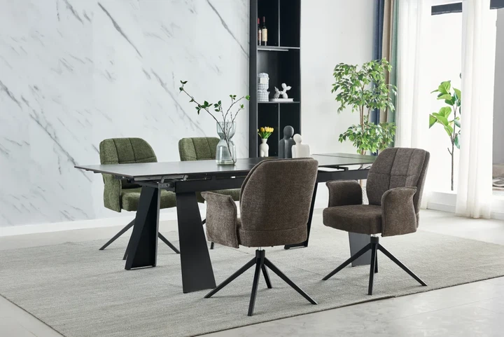 Стол Arnold Ceramic 180(240)х90 см Wic dark grey черный каркас - изображение 5