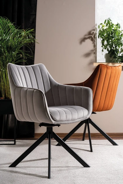 Стул AZALIA VELVET 86х61х44 см велюр светло-серый черный каркас - изображение 6